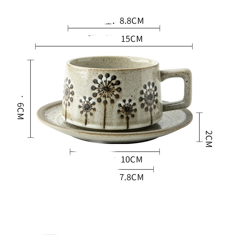 Coarse Pottery Coffee Mug And Plate Set