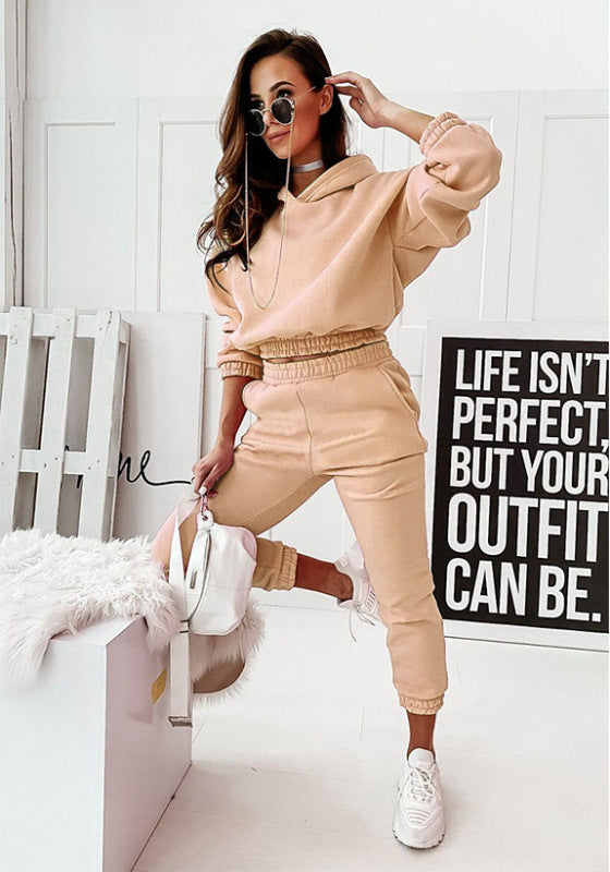 Casual Sports Hooded Long-Sleeved Trousers Two-Piece SET