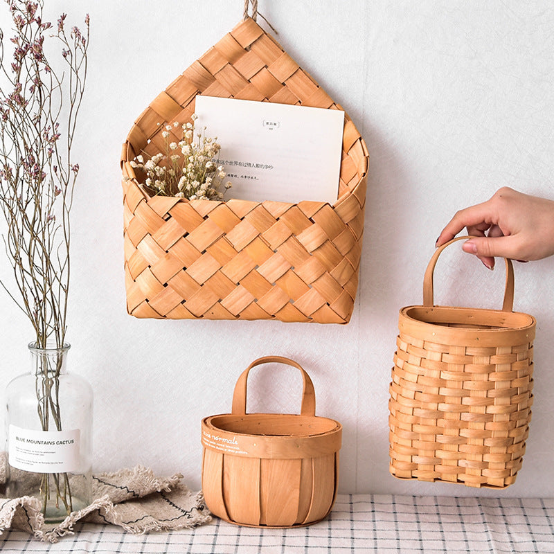 Storage Basket Wall Hanging Wicker Basin Home Garden Wall Decoration