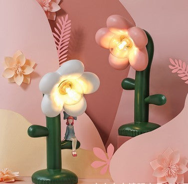 Flower Table Lamp Art Photo Bedroom