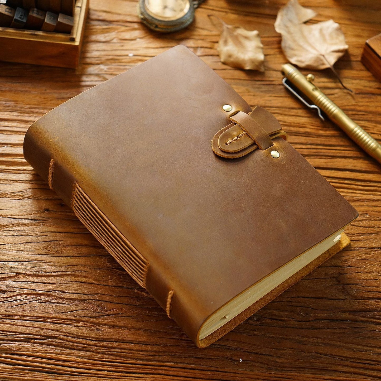 Stylish Personalized Vintage Leather Notepad