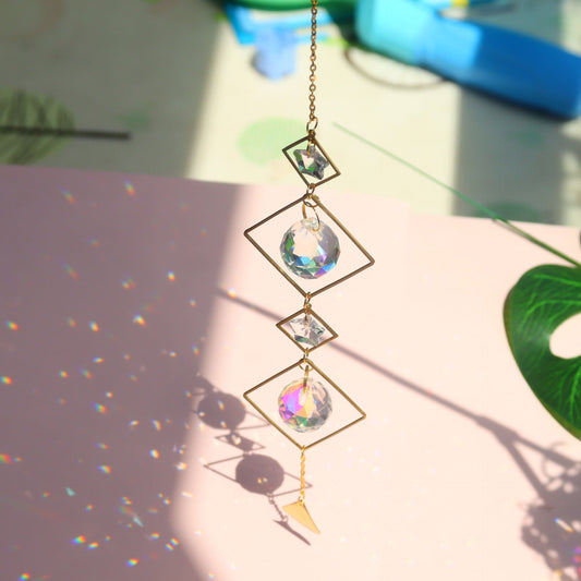 Crystal Sun Catcher Moon Star Wind Chime Pendant