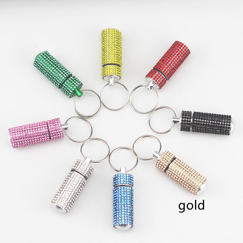 Portable Diamond Keychain Pill Box