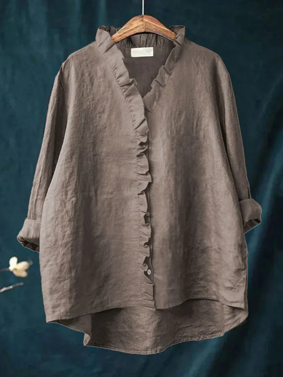 Ruffle V-Neck Shirt