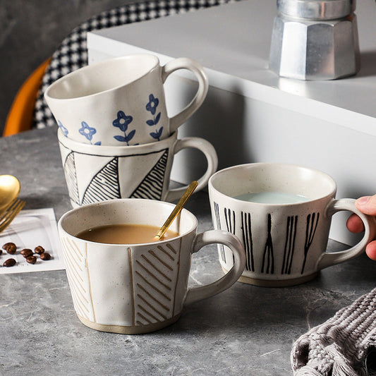 Stoneware Retro Ceramic Mug Hand-squeezed In-Style High-value Cup