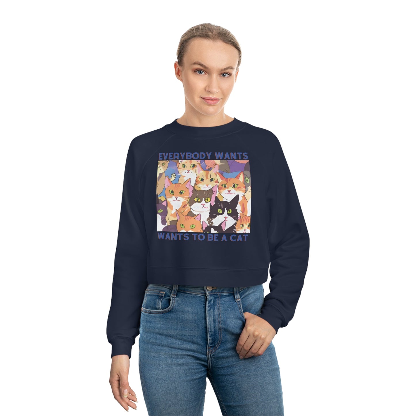 Everybody Wants To Be A Cat Women's Cropped Fleece Pullover