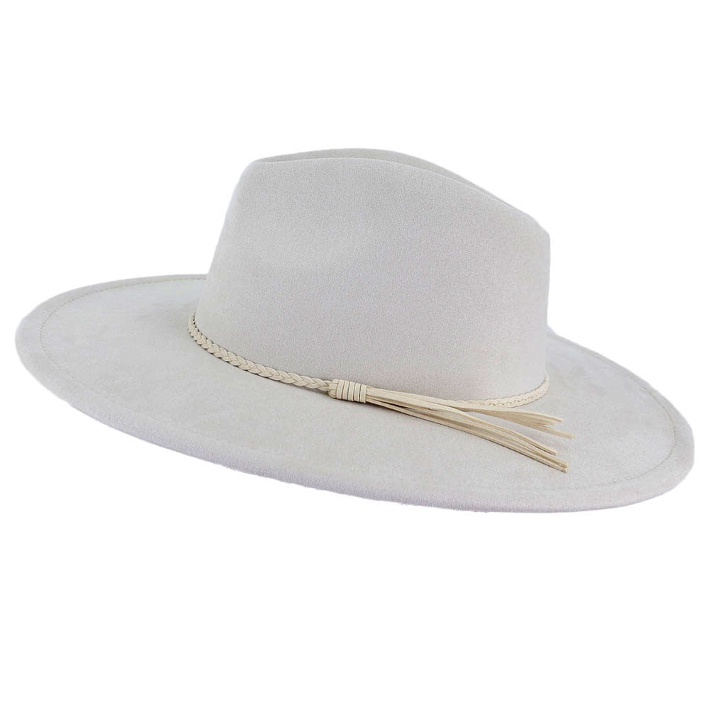 Flat Brim Women's 10cm Brim Suede Peach Top Tassel Hat