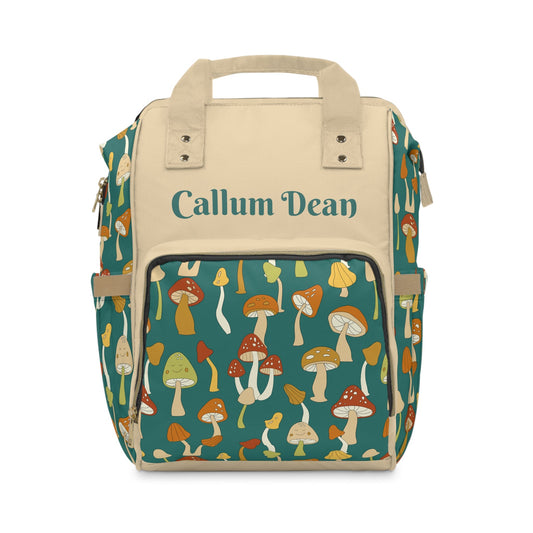 Personalized Mushroom Woodland Print Pattern Multifunctional Diaper Backpack, Newborn Gift, Baby Shower Gift, Mushroom Backpack