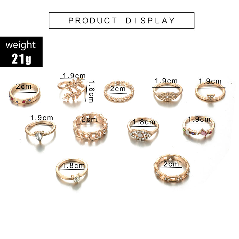 11 Piece Boho, Hippie Ring Set