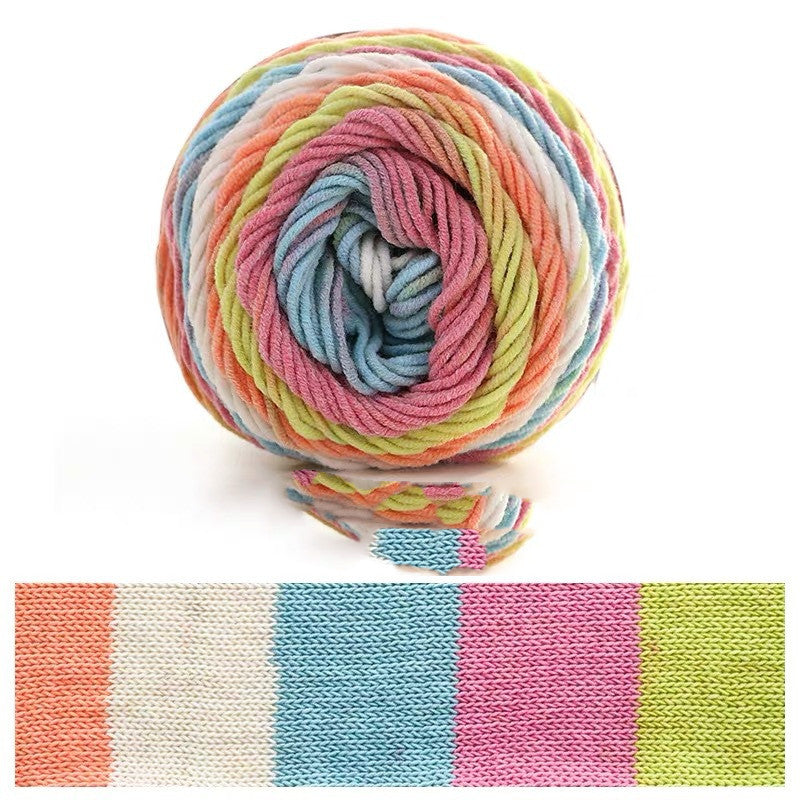 5 Strands Dyed Rainbow Cotton Milk Cotton Hand-woven Scarf Pillow Gradient Color Wool