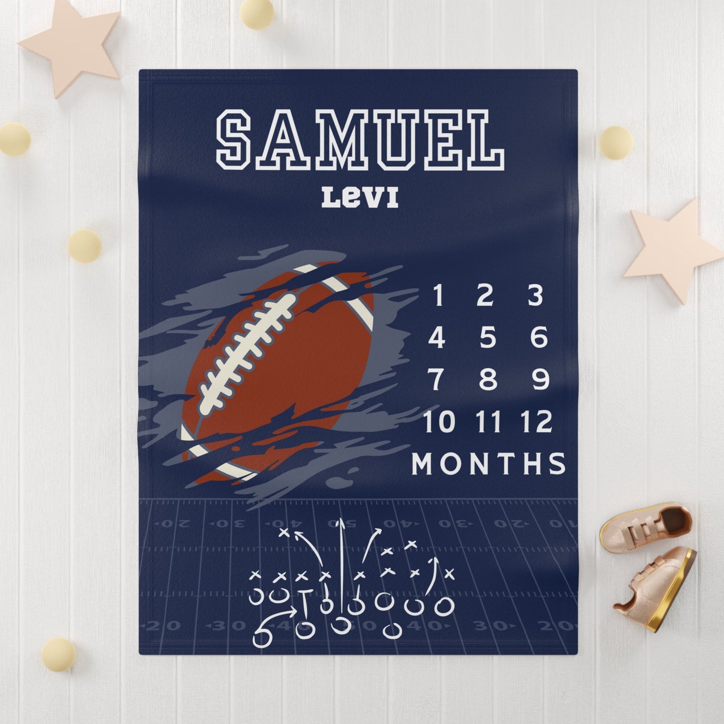 Football Soft Fleece Milestone Blanket, Boys Monthly Growth Tracker, Personalized Baby Blanket, Baby Shower Gift, Newborn Baby Gi