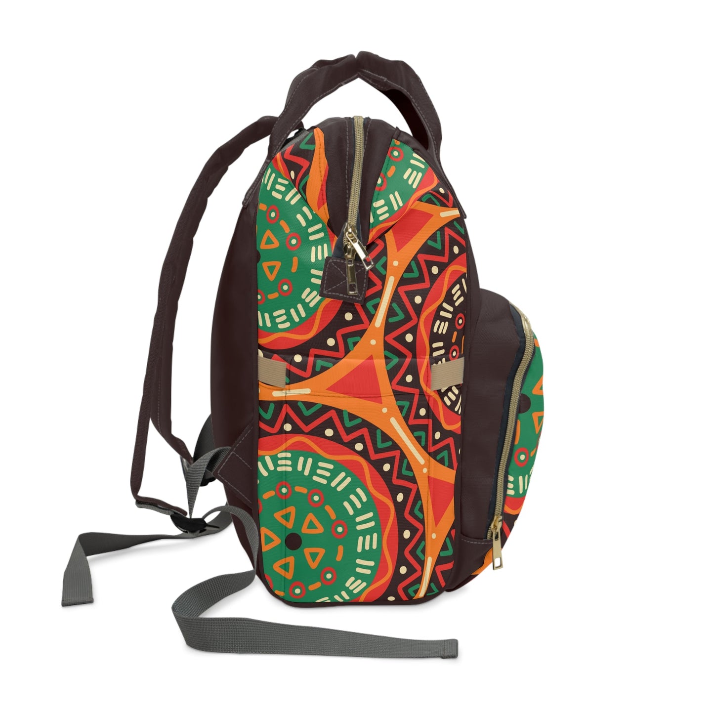 Personalized African Circle Pattern Multifunctional Diaper Backpack, Newborn Gift, Baby Shower Gift, African Backpack