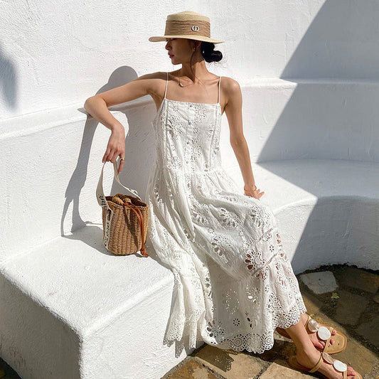 White Beach Embroidered Maxi Dress