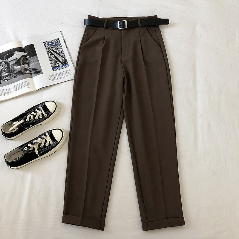 Women's Casual Suit Harem High Waist Pants With Belt