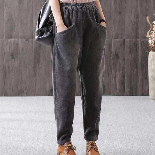 Vintage Literary Corduroy Harem Pants Are Thin And Loose