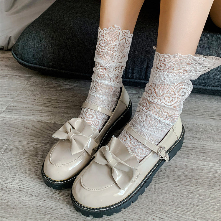 Spring And Autumn Women's Socks Peacock Pattern Lace Socks