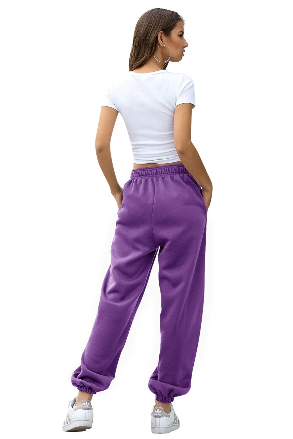 Elastic Waist Joggers with Pockets