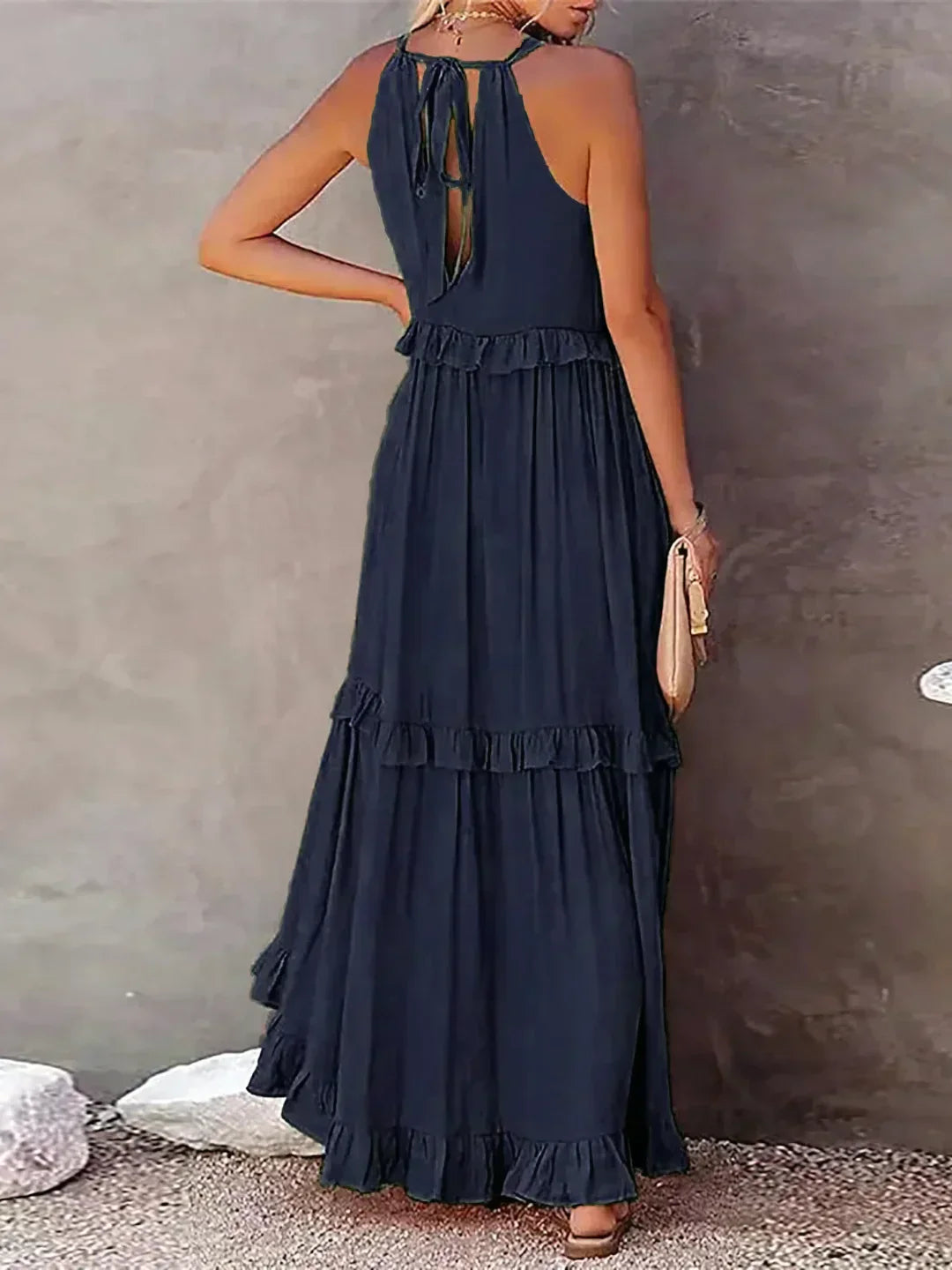Halter Ruffle Maxi Dress