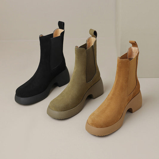 Women's Elastic Suede Platform Boots