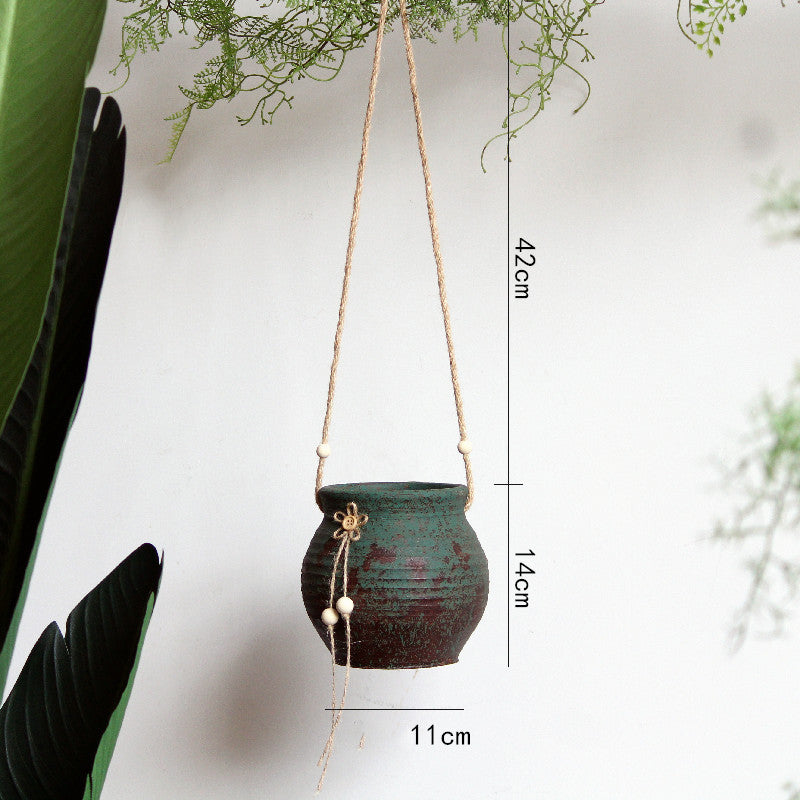 Rustic Hanging Stoneware Flower Pots