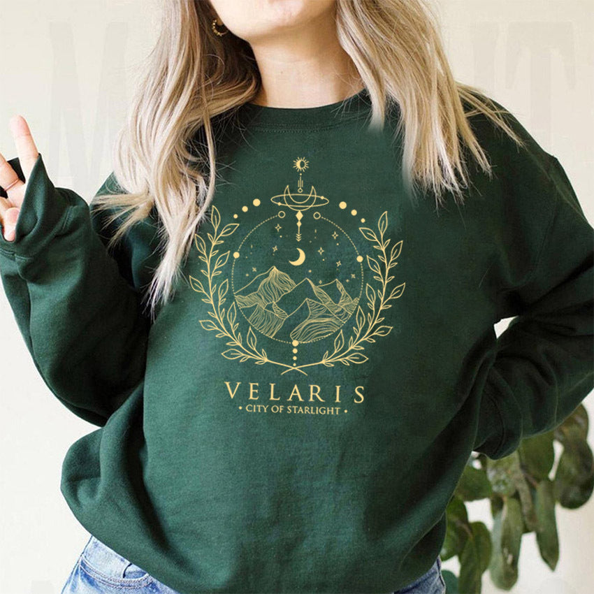 Velaris ACOTAR Graphic Print Crew Neck Pullover