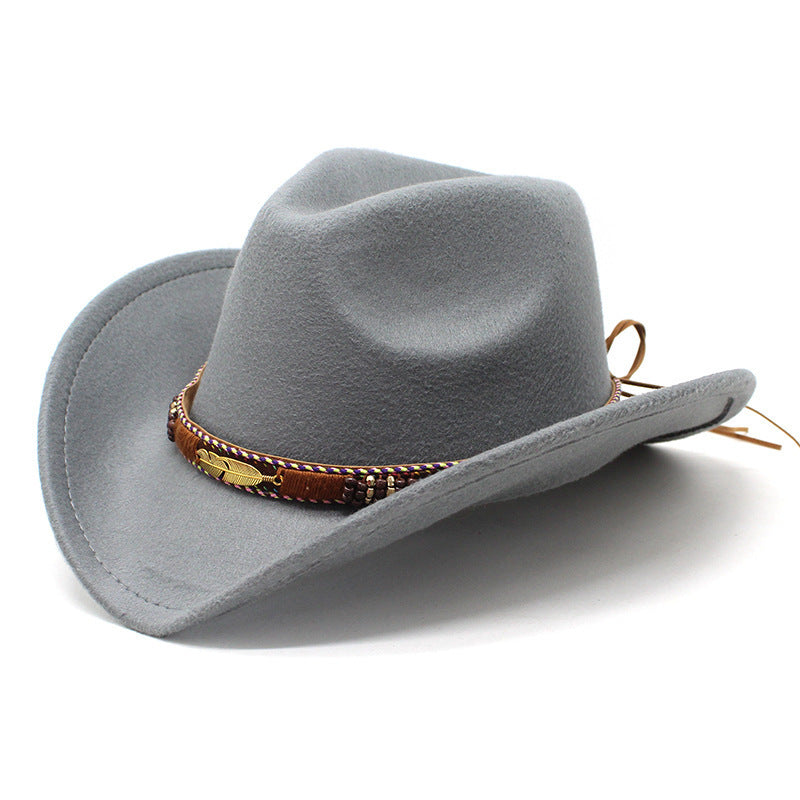 Ethnic Style Metal Feather Western Denim Hat