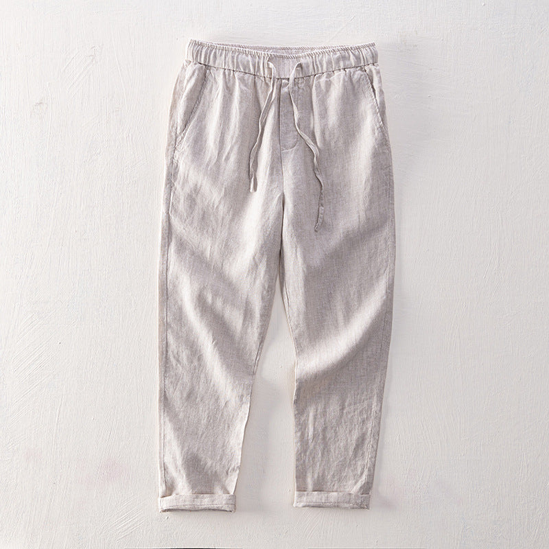 Men's Linen Elastic Waist Casual Pants