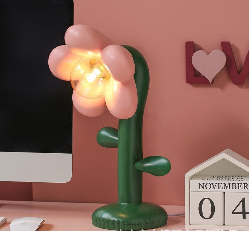 Flower Table Lamp Art Photo Bedroom