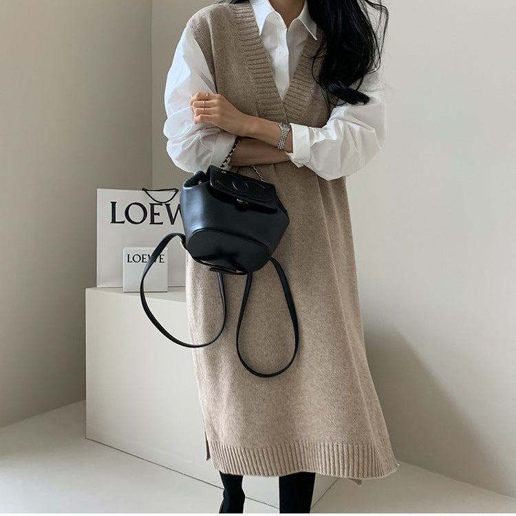 Intellectual Wool Sleeveless Knit Vest Dress