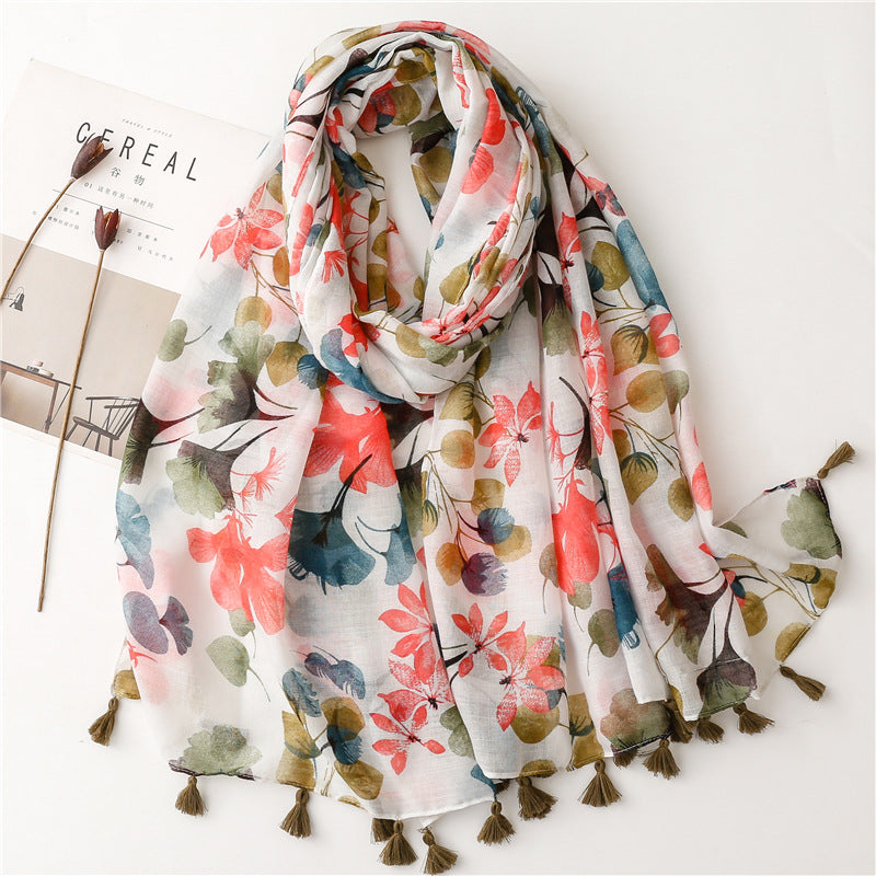 Sweet Floral Medium Cotton Scarf