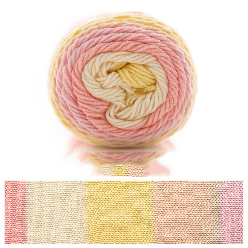 5 Strands Dyed Rainbow Cotton Milk Cotton Hand-woven Scarf Pillow Gradient Color Wool