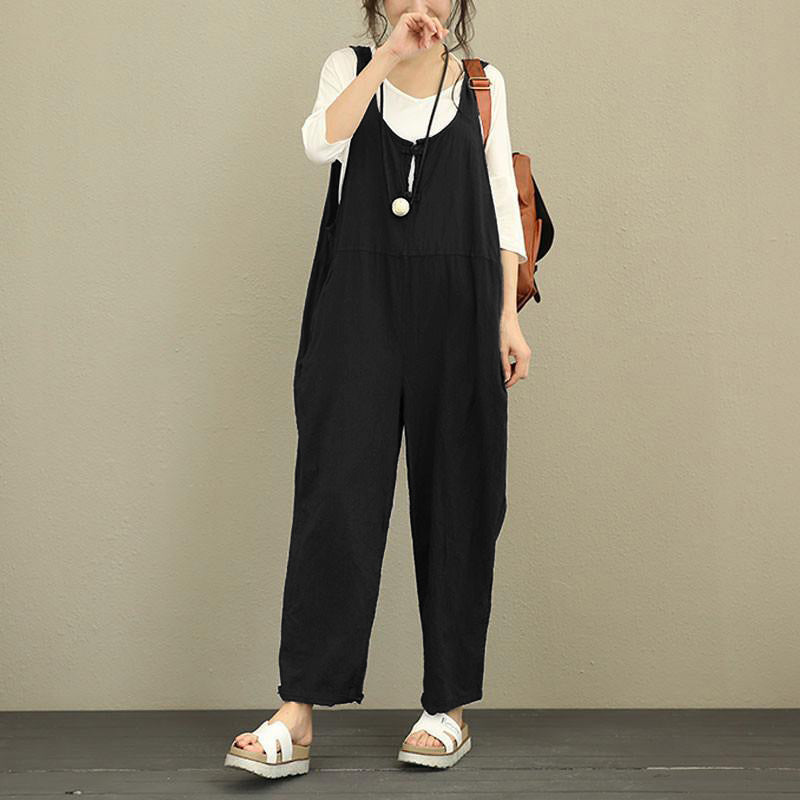 Women's Solid Color Casual Loose Jumpsuit