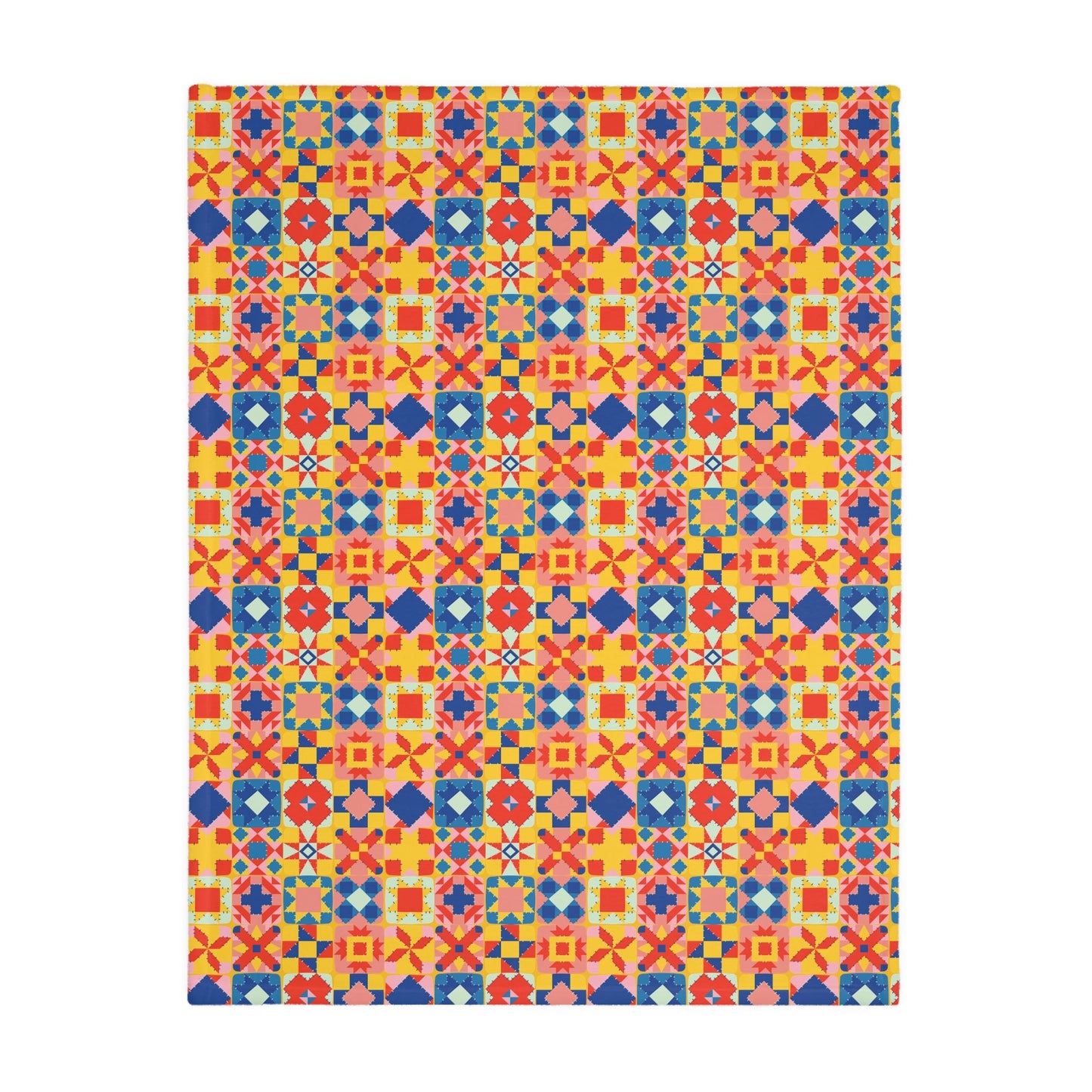 Colorful Patchwork Quilt Print Velveteen Minky Blanket (Two-sided print)