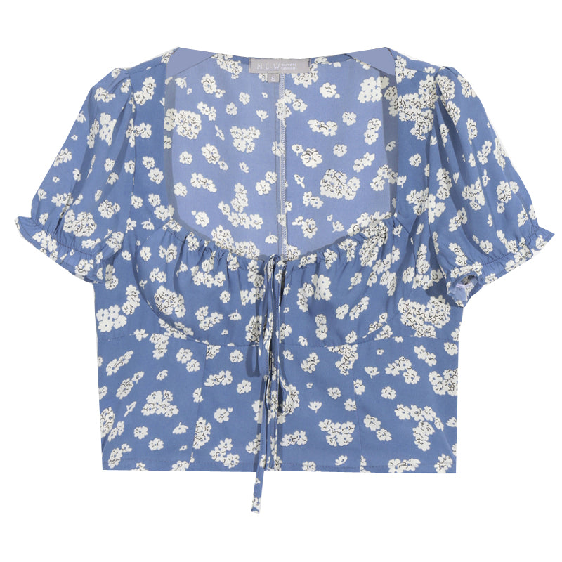 Women's Floral Shirt High Waist Short Slim  Fit Top