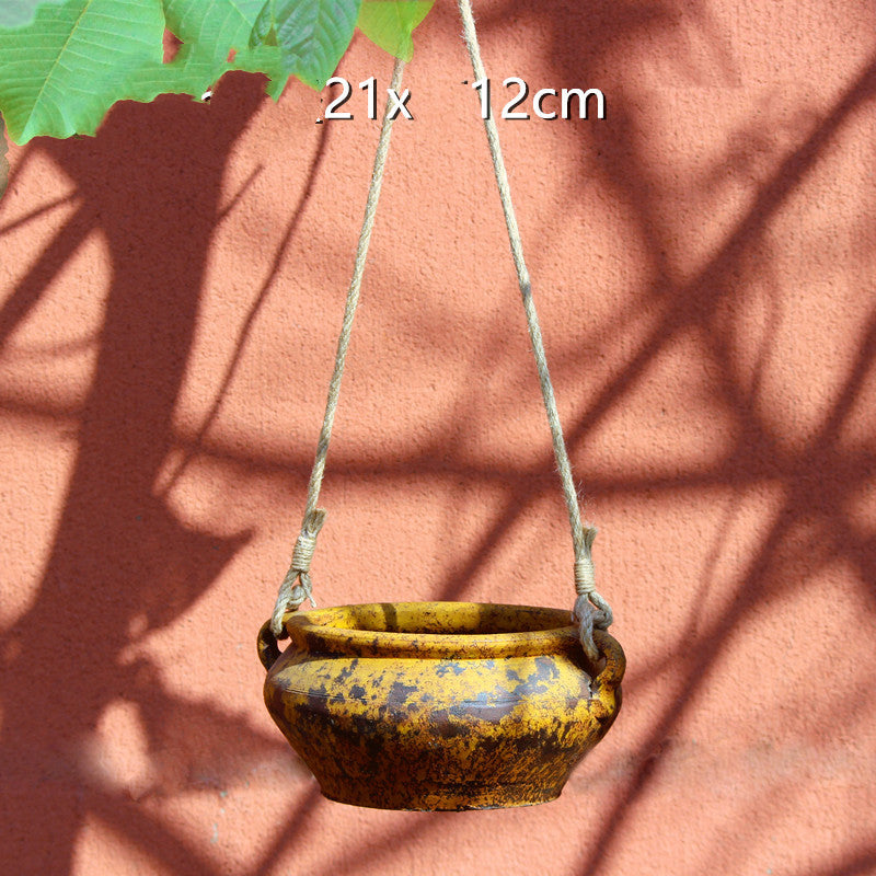Rustic Hanging Stoneware Flower Pots