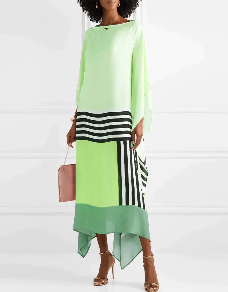 Striped Colorblock Kaftan Dress