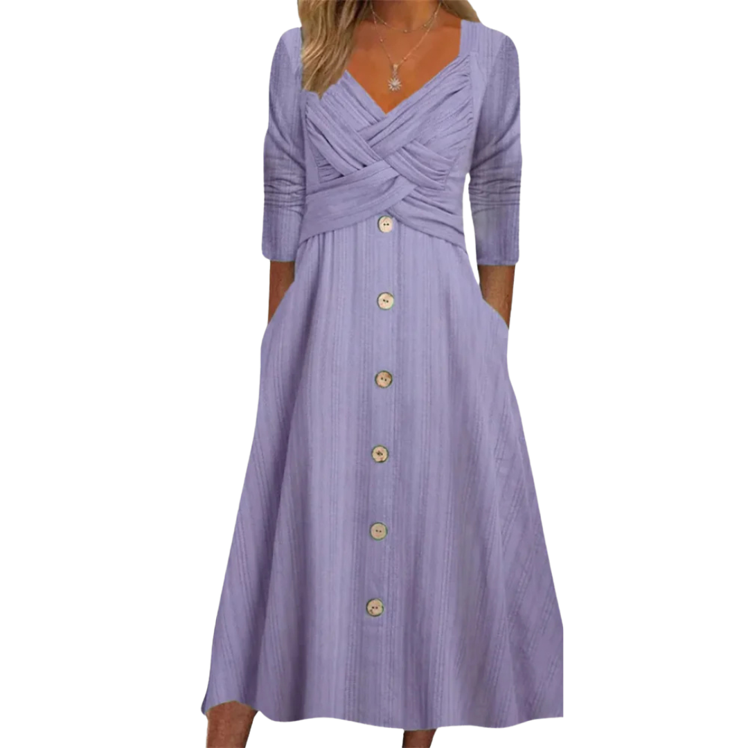 Elegant Pleated V-Neck Dress