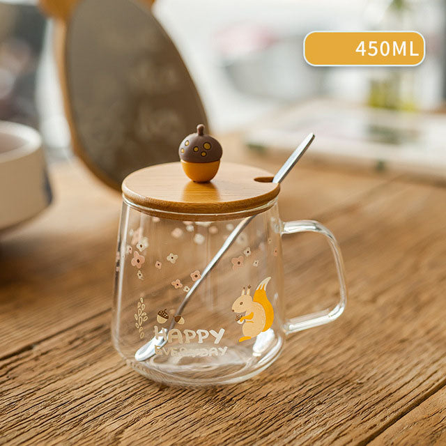 Cute Straw Glass Transparent Mug Heat Resistant