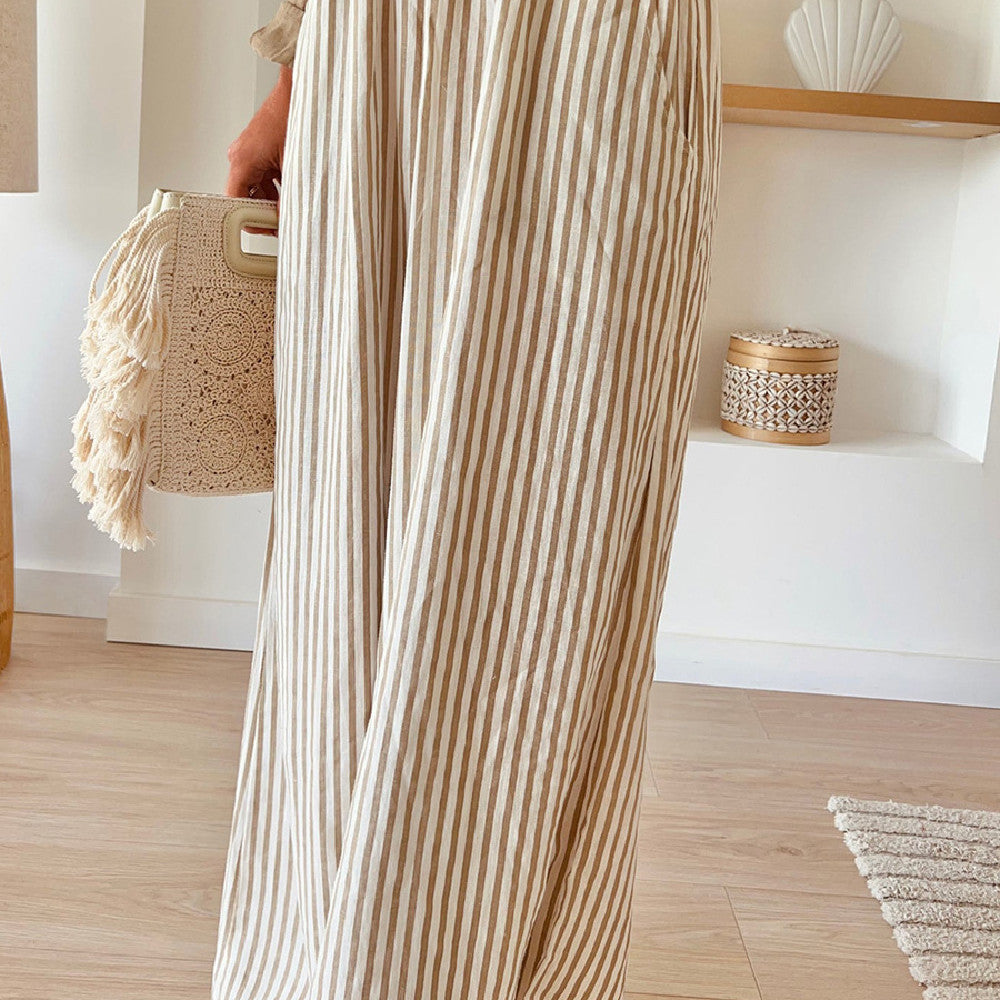 Fashion Striped Drawstring Casual Pants For Women