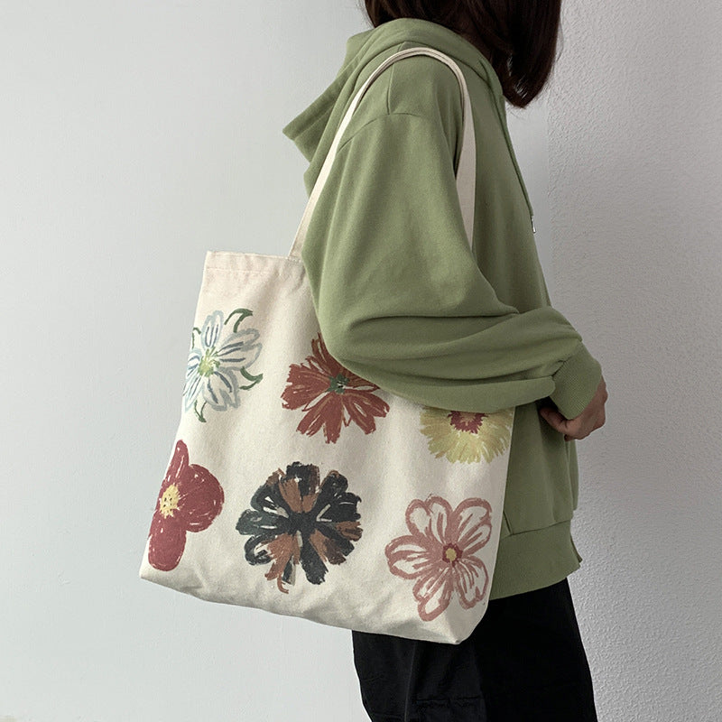 Painted Canvas Simple Handheld Shoulder Bag