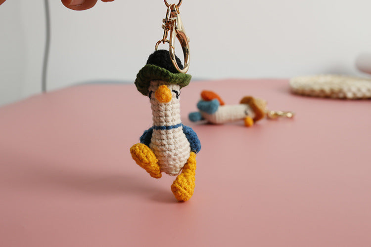 Hand-woven Forward Duck Little Doll Keychain