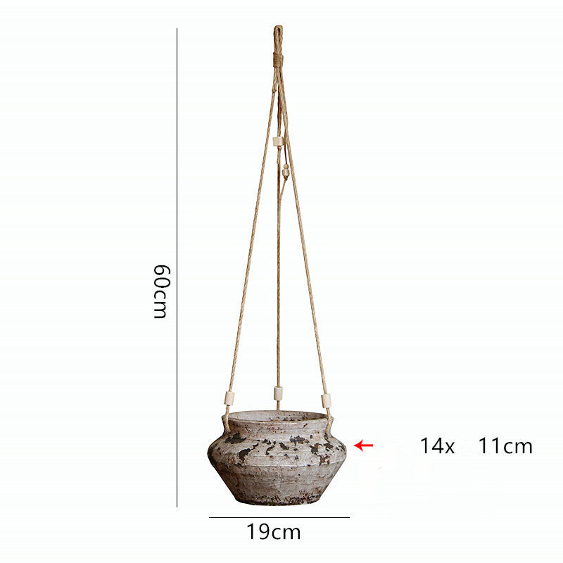 Rustic Hanging Stoneware Flower Pots