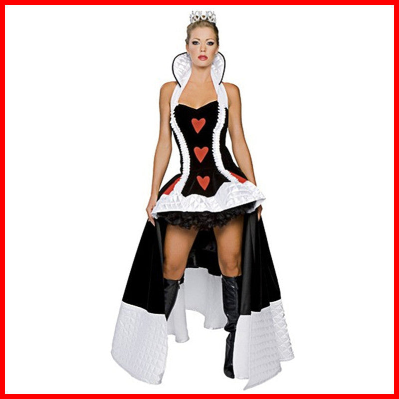 Game Uniform Robe Princess Queen of Hearts Outfit Halloween Cosplay Party Clothes