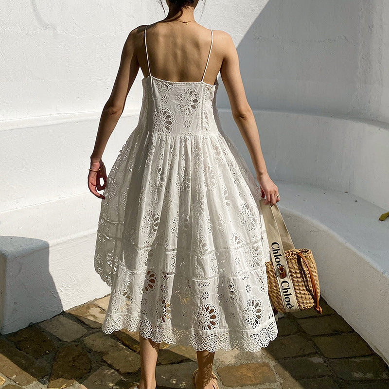 White Beach Embroidered Maxi Dress