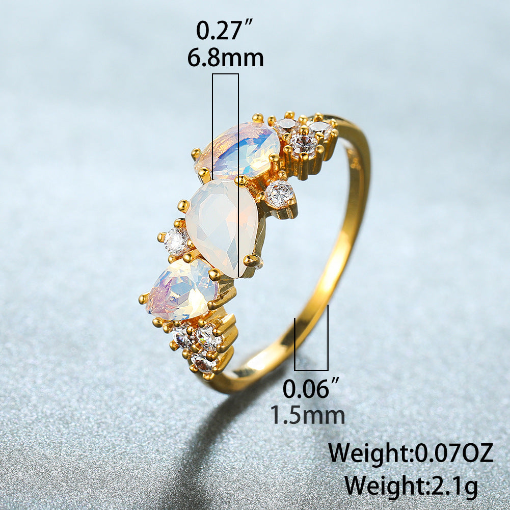 Women's Gold White Diamonds Zircon Ring