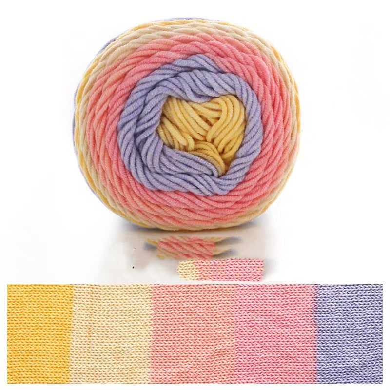 5 Strands Dyed Rainbow Cotton Milk Cotton Hand-woven Scarf Pillow Gradient Color Wool