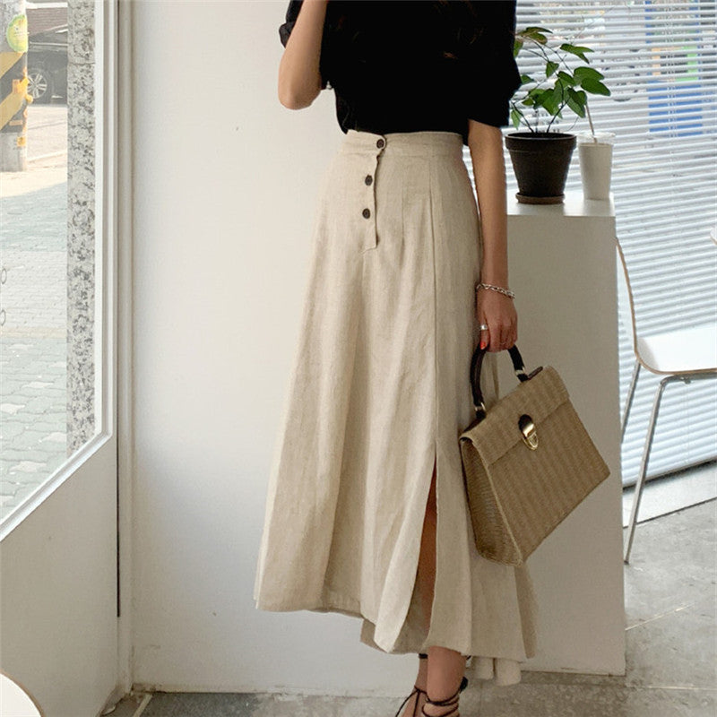 Irregular Cotton And Linen Skirt