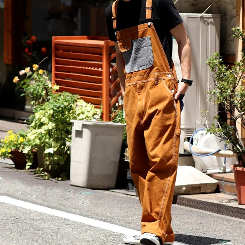 Men's Patch Pocket Multi-pocket Overalls