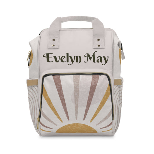 Personalized Neutral Boho Pattern Multifunctional Diaper Backpack, Newborn Gift, Baby Shower Gift, Bohemian Themed Babyshower