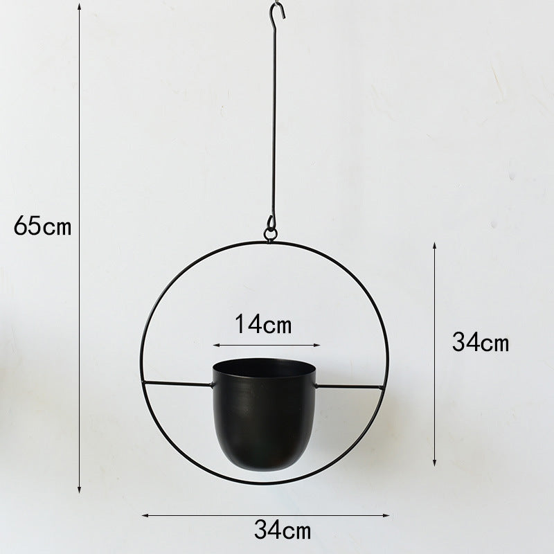 Creative Pentagonal Dangling Hanging Round Iron Flower Pot Planter